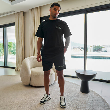 Bee Inspired Team Oversized T-Shirt in Black, heavyweight cotton oversized tee with dropped shoulders, styled shot