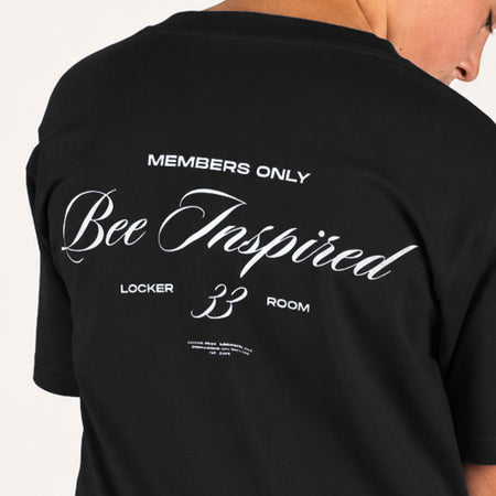 Bee Inspired Junior Team T-Shirt in Black, heavyweight cotton junior tee with dropped shoulders, styled shot