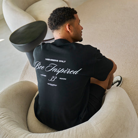 Bee Inspired Team Oversized T-Shirt in Black, heavyweight cotton oversized tee with dropped shoulders, back view