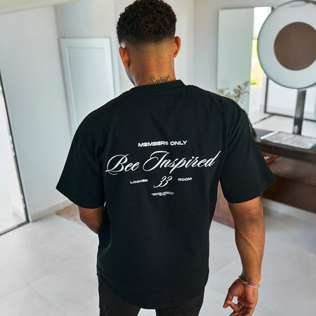 Bee Inspired Team Oversized T-Shirt in Black, heavyweight cotton oversized tee with dropped shoulders, front view