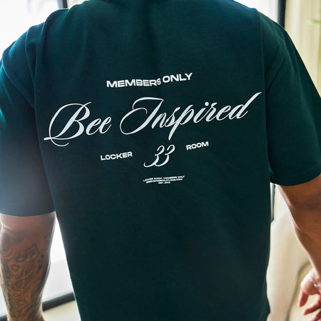Bee Inspired Team Oversized T-Shirt in Pine Green, heavyweight cotton oversized tee with dropped shoulders, back view