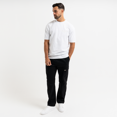 Bee Inspired Team T-Shirt in White, tee with mixed embroidery and print graphic detailing, back view
