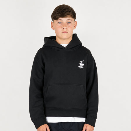 Bee Inspired Junior Tonali Hoodie in Black/Pink, relaxed fit junior hoodie with a graffiti-style BI monogram print