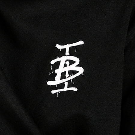 Bee Inspired Junior Tonali T-Shirt in Black/Aqua, heavyweight cotton junior tee with a graffiti-style graphic, close-up