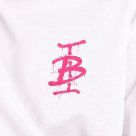 Bee Inspired Junior Tonali T-Shirt in White/Pink, heavyweight cotton junior tee with a graffiti-style graphic, back view