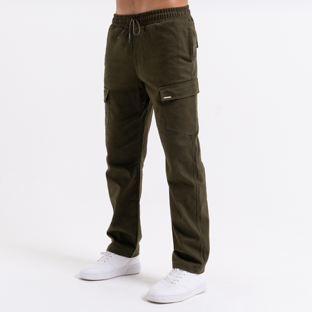 Bee Inspired Verdi Cargo Pant in Khaki, relaxed fit carpenter-style cargo trousers with a drawcord waistband, styled shot