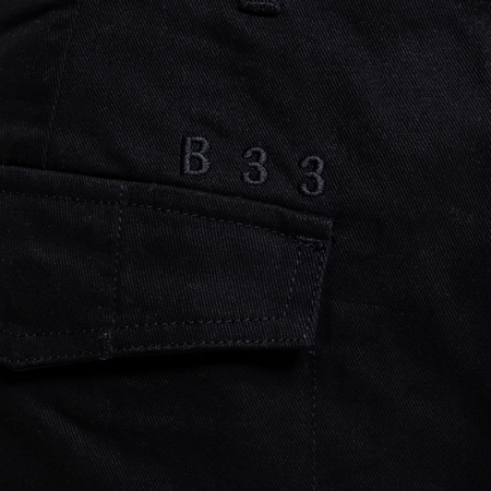 Bee Inspired Victor Cargo Pants in Black, relaxed fit cargo trousers with 3D pleat pockets and an open hem, alternate angle