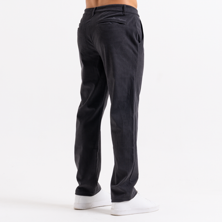 Bee Inspired Zamorano Cord Pant in Charcoal, cord trousers with a soft hand-feel and embroidered script branding, back view