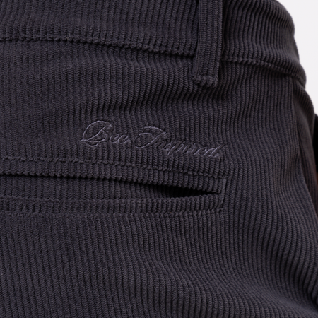 Bee Inspired Zamorano Cord Pant in Charcoal, cord trousers with a soft hand-feel and embroidered script branding